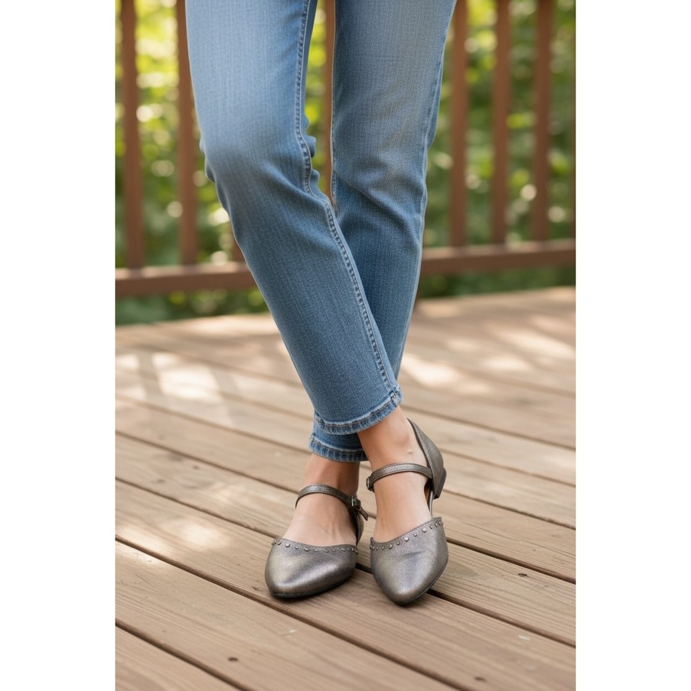 ANA by A New Approach Womens Darell Bronze Studded Mary Jane Flats Size 7.5 M